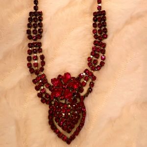 Vintage Ruby Red Crystal Necklace